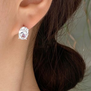 실버925 왕 큐빅 링귀걸이 크리스탈 원터치 귀걸이 L