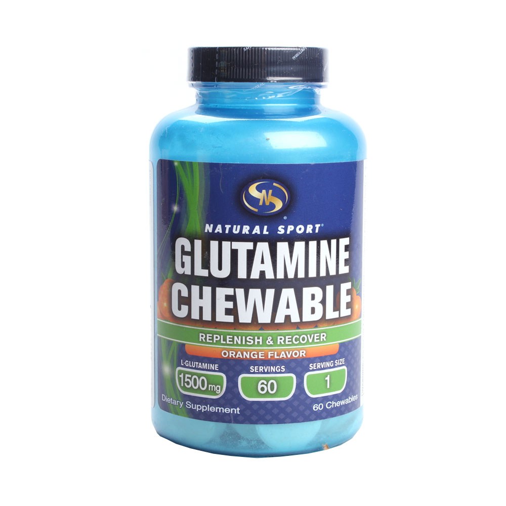 <b>네츄럴스포츠 글루타민</b> 1500mg 오렌지 맛 츄어블 60개입