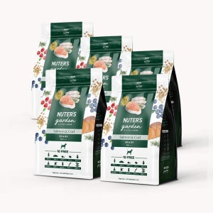 누터스가든 강아지사료 연어앤대구 독 눈건강 하이포알러제닉 기호성 연어, 10kg, 1개