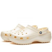 Crocs 크록스 클래식 플랫폼 쉬머 크록 바닐라