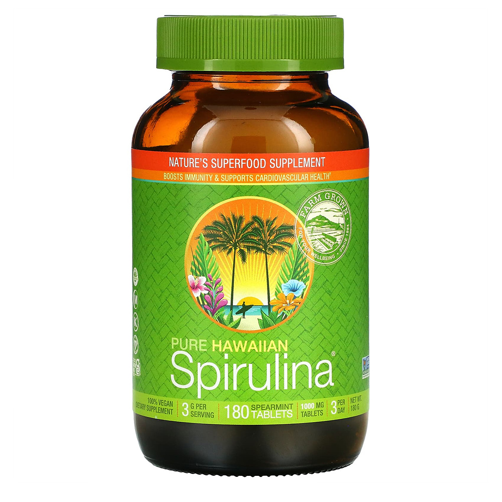 뉴트렉스하와이 Pure Hawaiian Spirulina <b>스피어민트</b> 1.000mg <b>180정</b>