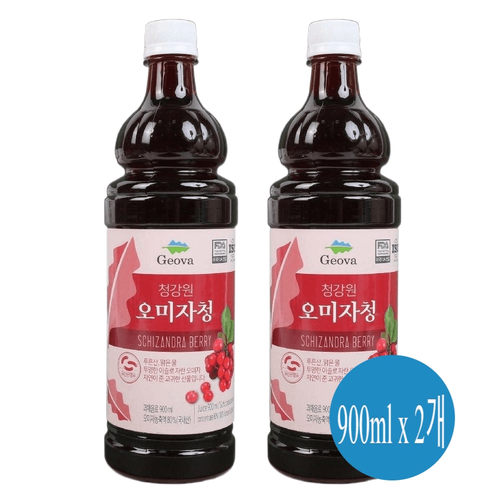 청강원 오미차청 900ml 국산 오미자엑기스 농축원액 80% 900ml x 2개