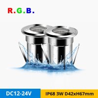 미니 3W IP68 수중 조명 DC12V 24V 야외 지상 매립 수영장 RGB LED 스포트 램프 구멍 컷 D31mm 4 개/몫