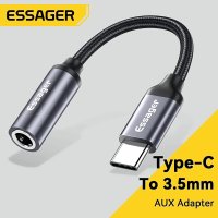 Essager USB C타입 3.5 잭 이어폰 어댑터 C-3.5mm 헤드폰 AUX 케이블 화웨이 P30 샤오미 미 10 9 Es