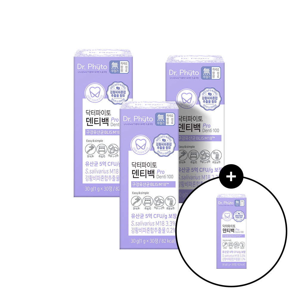 닥터파이토 덴티백 구강유산균 BLIS M18 프로바이오틱스 프리바이오틱스 30정, 4개