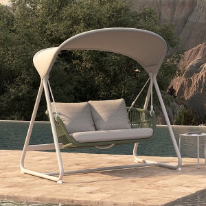 코모 2인 스윙체어 알루미늄 야외용 테라스 카페 정원 프리미엄 야외 그네 세트