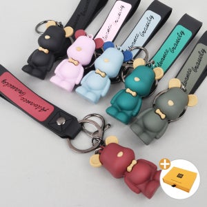 지엠지 미니베어 자동차 차량용 키링 열쇠고리 에어팟 가방 키홀더 1+1 세트 케이스 포함