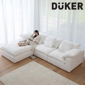1+1 커버 DK238 3인 화이트 코튼 워셔블+풀커버링 구스다운 패브릭 소파