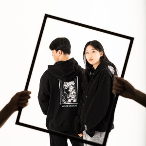 아끌로 시카고 커플 후드티 프린팅 오버핏 후드티 A23FWCH