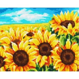 보석십자수 재물운 해바라기 캔버스 액자형 대형 AB비즈 큐빅 십자수 DIY 60x45cm