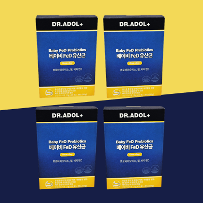 [4개월분] 닥터아돌 <b>베이비</b> FeD 유산균 키즈 어린이 아기 <b>노스랩</b> (4박스)