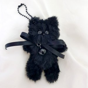 모루 인형 고양이 키링-블랙