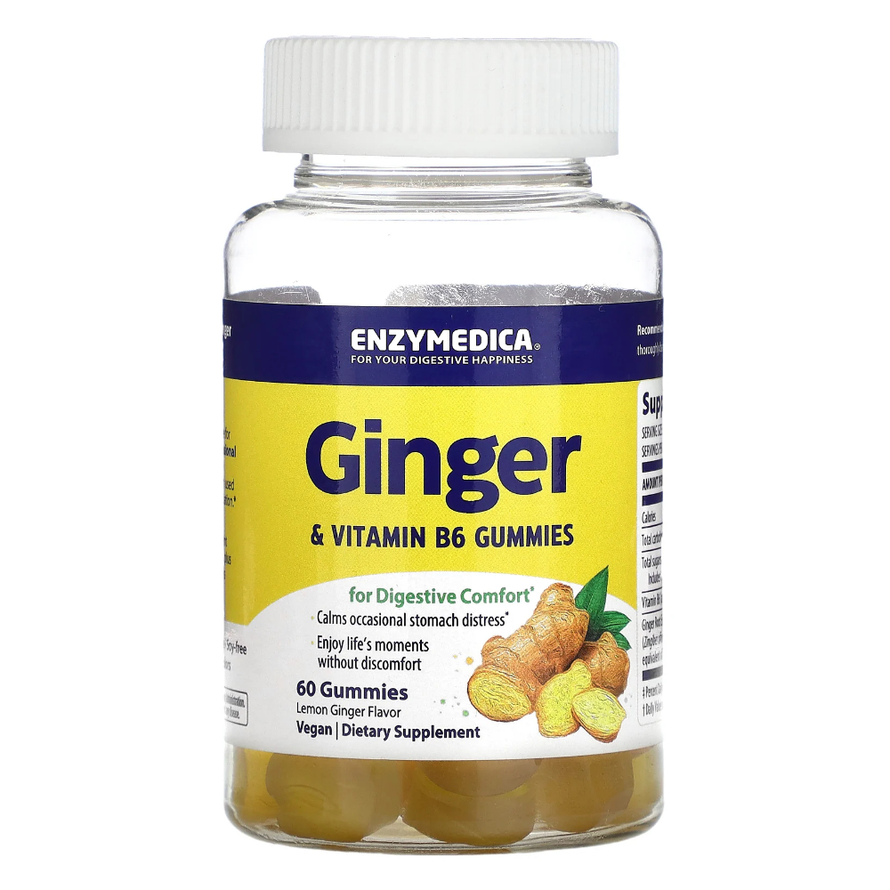 <b>엔자이메디카</b> 레몬 진저 생강 젤리 Lemon Ginger <b>비타민</b>B6 60 구미