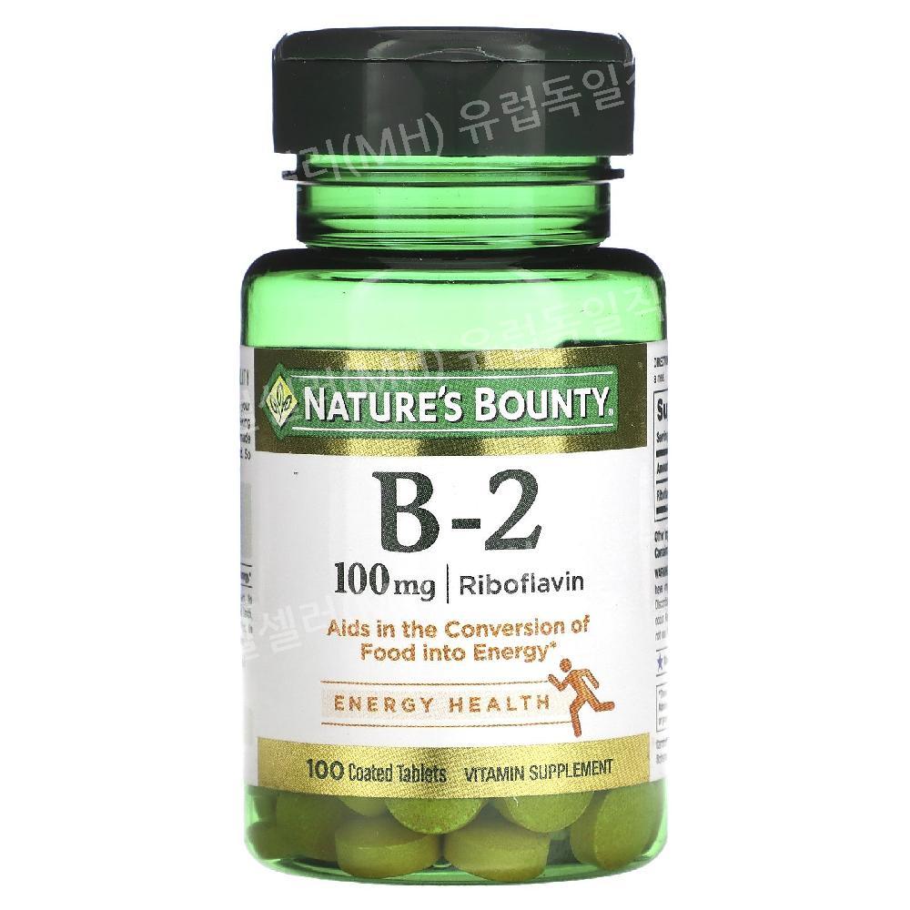 <b>비타민</b>B군 Natures Bounty <b>리보플라빈 비타민</b> B2 100mg 100 코팅 정제