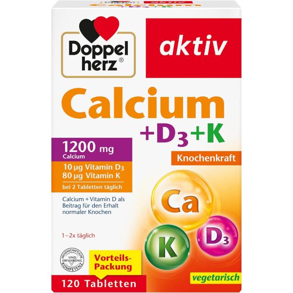<b>도펠헤르츠</b> 칼슘+비타민D3 <b>뼈</b> 하는 칼슘과 비타민K 포함 120정