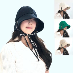 로로하나 여성 골프 벙거지모자 얼굴소멸 레터링 리본 파크골프모자