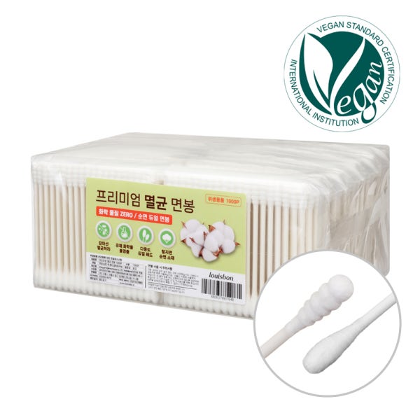 [비건 멸균처리] 루이본 대용량 순면 종이 듀얼면봉 100P, 10개 (1000개입)