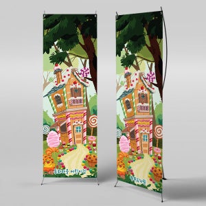 X배너 3034 / 유치원 어린이집 헨젤과그레텔 과자집 전래동화 연극 배경 1회 수정 미니