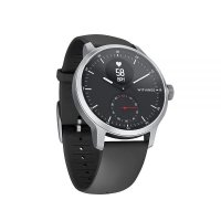 [정품] Withings 스캔워치 42mm 블랙 하이브리드 스마트 워치 액티비티 트래커 GPS 연결 심박수 심박계 모니터 수면 알림 방수 기능 30일 배터리 수명 Android i