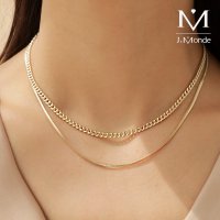 18K 14K 금 목걸이 할로우 커브 체인 여자 커플 남자 3.5mm 5mm 7mm