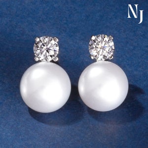 모이사나이트 랩그로운 천연진주 레이어드 귀걸이