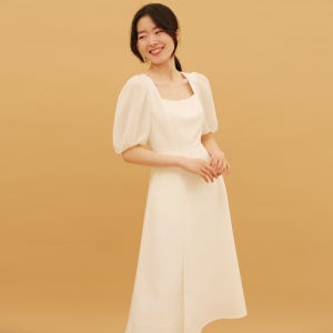 퍼프소매 화이트 원피스, 맘원피스 돌잔치맘 셀프웨딩 하객