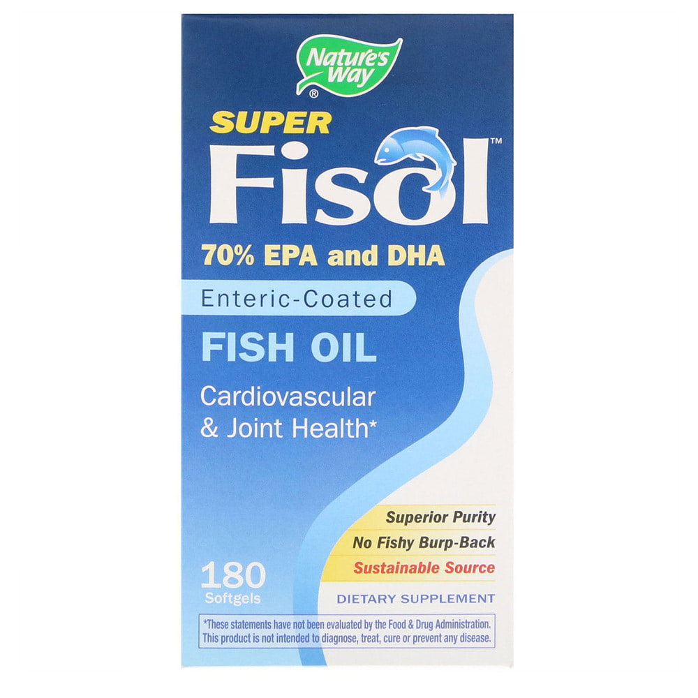 네이쳐스웨이 <b>수퍼 Fisol 피쉬 오일</b> 장용 코팅 180정 Natures Way