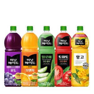미닛메이드 1.5L 토마토+오렌지+포도+망고+알로에 총 5개 PET 주스 과일음료수