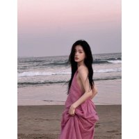 실크 공주 프릴 여행 우아한 팬션 여리여리 바닷가 해변 고급 캉캉 롱원피스