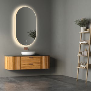 LED 프레임 타원형 직간접 조명 거울 화장대 욕실 벽걸이거울 500 800 터치스위치