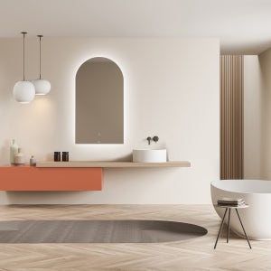 헤이미러 아치형 LED 벽거울 간접조명 화장대 욕실거울 500 600 800 900 터치스위치