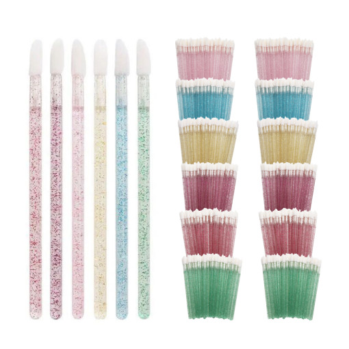 휴대용 일회용 립 브러쉬 반짝이 글리터 미니 립 스펀지 면봉 50개입