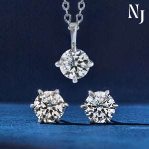 [선물포장] 모이사나이트 랩그로운 베이직 라인 목걸이 귀걸이 세트