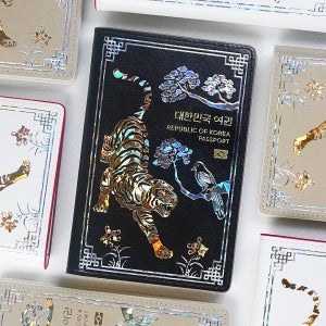 한소품 호작도 안티스키밍 자개 여권 케이스 여권지갑 캐리어 네임택