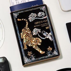호작도 자개 여권 케이스 RFID 차단 지갑 커버 파우치