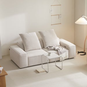 세이홈 구루디 전동 슬라이딩 리클라이너 패브릭 모션 소파 아이보리, 3인