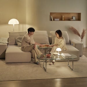 세이홈 구루디 전동 슬라이딩 리클라이너 패브릭 모션 소파 아이보리, 4인