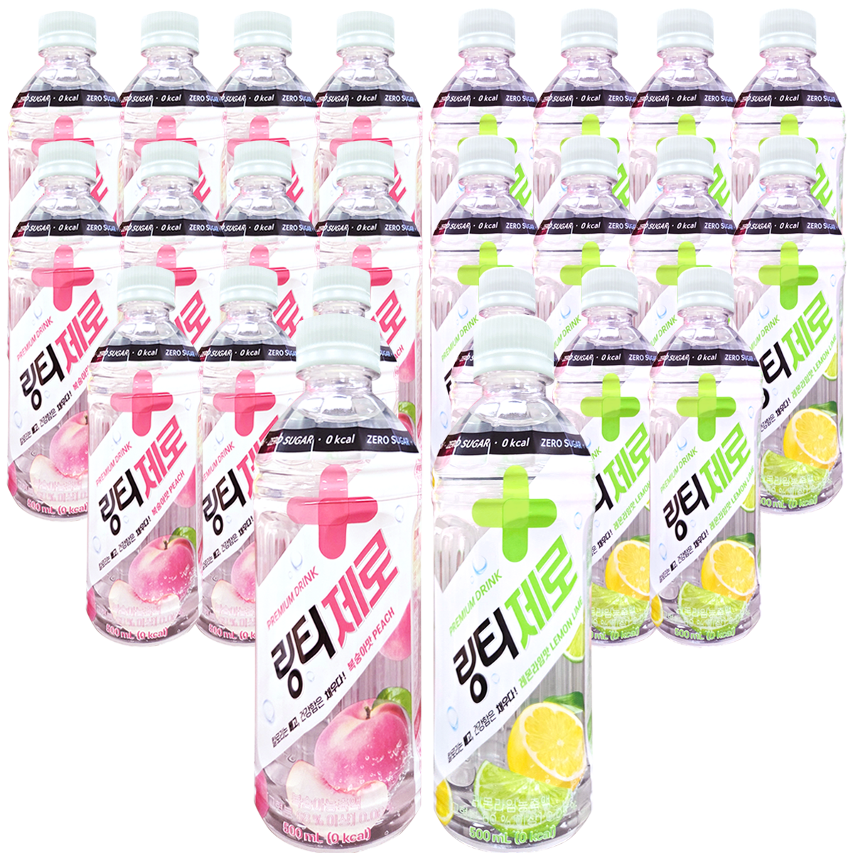 링티제로 500ml 복숭아 레몬 24개(각12개) 맛 비타민 음료 라임 플러스