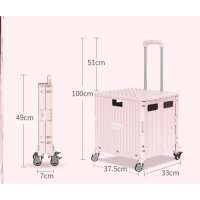 캐리어박스 핑크 쇼핑 카트 핸드 장바구니 구르마 접이식