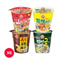 오뚜기 실쏙세트 진라면 매운맛 컵 65g 6개+쇠고기 미역국 라면 컵 60g 6개+참깨라면 컵 65g 6개+유부우동 컵 62g 6개