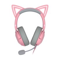 레이저 크라켄 키티 V2 고양이귀 게이밍 헤드셋 쿼츠 핑크
