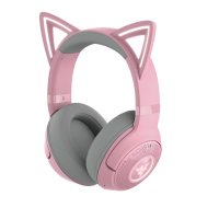 레이저 크라켄 키티 V2 BT 무선 블루투스 고양이귀 게이밍 헤드셋 쿼츠 핑크