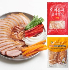 냉동 훈제 오리 슬라이스 800g X 10팩(박스) / 8kg 벌크 업소용 완포