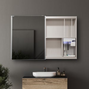 헤이미러 퓨어 칫솔 살균 슬라이딩 욕실장 1200