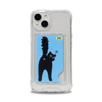 똥꼬냥이 card poket Phone case (Blue) [오하호 스튜디오]