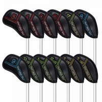 Craftsman Golf 정품 블랙 Pu 가죽 아이언 헤드 커버 헤드커버 세트 컬러풀 번호 (5 핏 캘러웨이, 핑, 테일러메이드, 코브라, 미즈노 등) (12개/세트) 22381