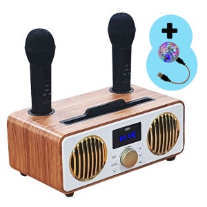 무선 블루투스 듀엣 노래방 마이크 휴대용 캠핑 파티룸+반짝반짝 USB 미러볼
