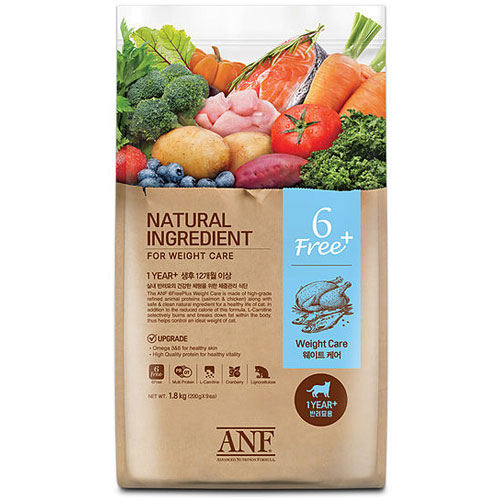 우리와 고양이사료 ANF 식스프리 플러스 캣 <b>웨이트</b> 케어 5.6kg 어덜트 건식 1개