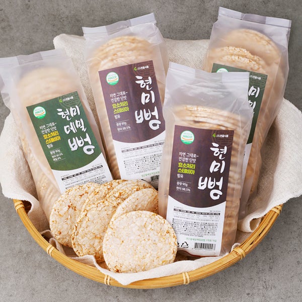 국내산 현미 뻥튀기 메밀뻥 90g 오곡 호라산밀 무설탕 무사카린 간편 간식