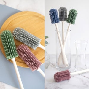 국내생산 파스텔 실리콘 텀블러 병 세척볼 젖병솔 주방솔